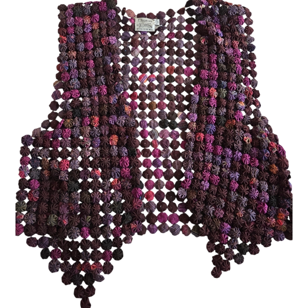Handcrafted Multicolor Crochet Vest 100% Silk.